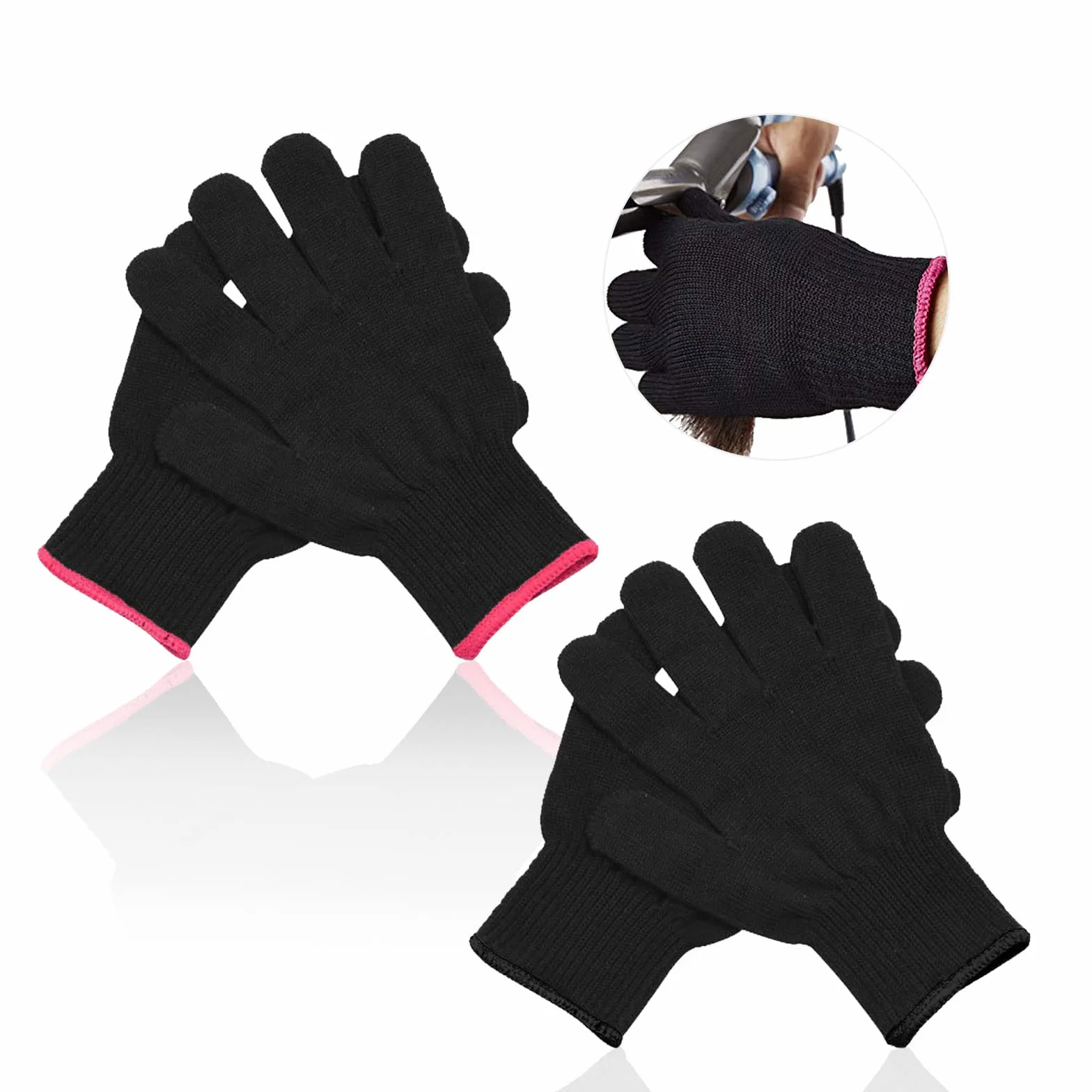 Gant Résistant à la Chaleur 2 Paires pour Coiffure, Gants de Protection Anti Chaleur