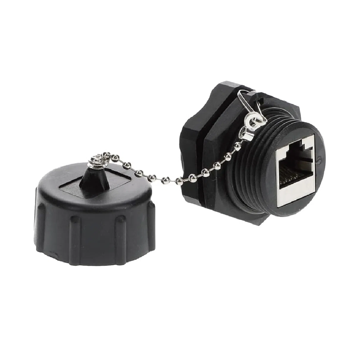 InstallerParts CAT6 RJ45 Coupleur Industriel blindé pour Montage sur Panneau de Placard Femelle/Femelle – Connecteurs réseau – IP67 étanche/Bouchon Anti-poussière 10 Pack Noir