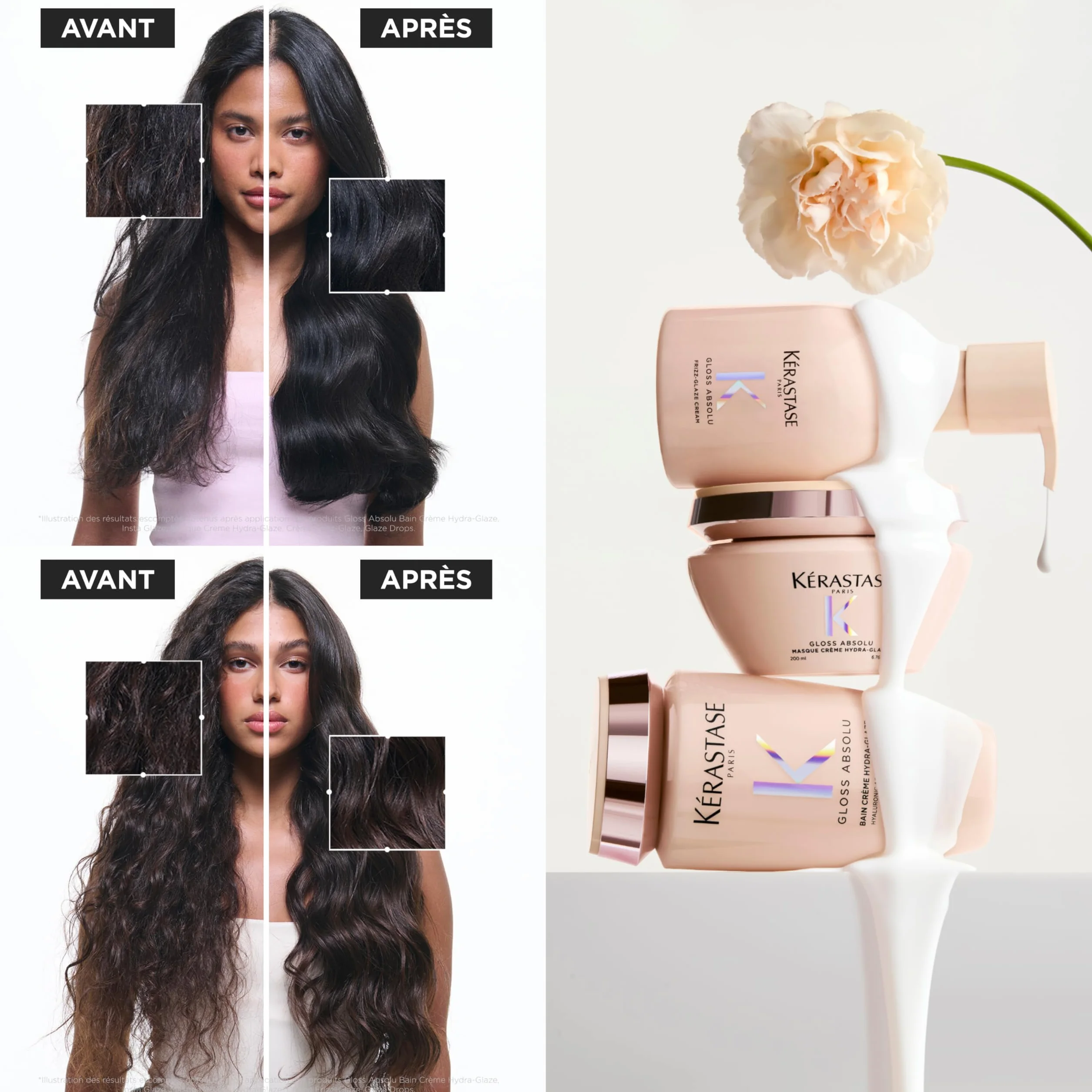KERASTASE Gloss Absolu Crème de Coiffage Frizz-Glaze Soin Sans Rinçage Anti-Frisottis
