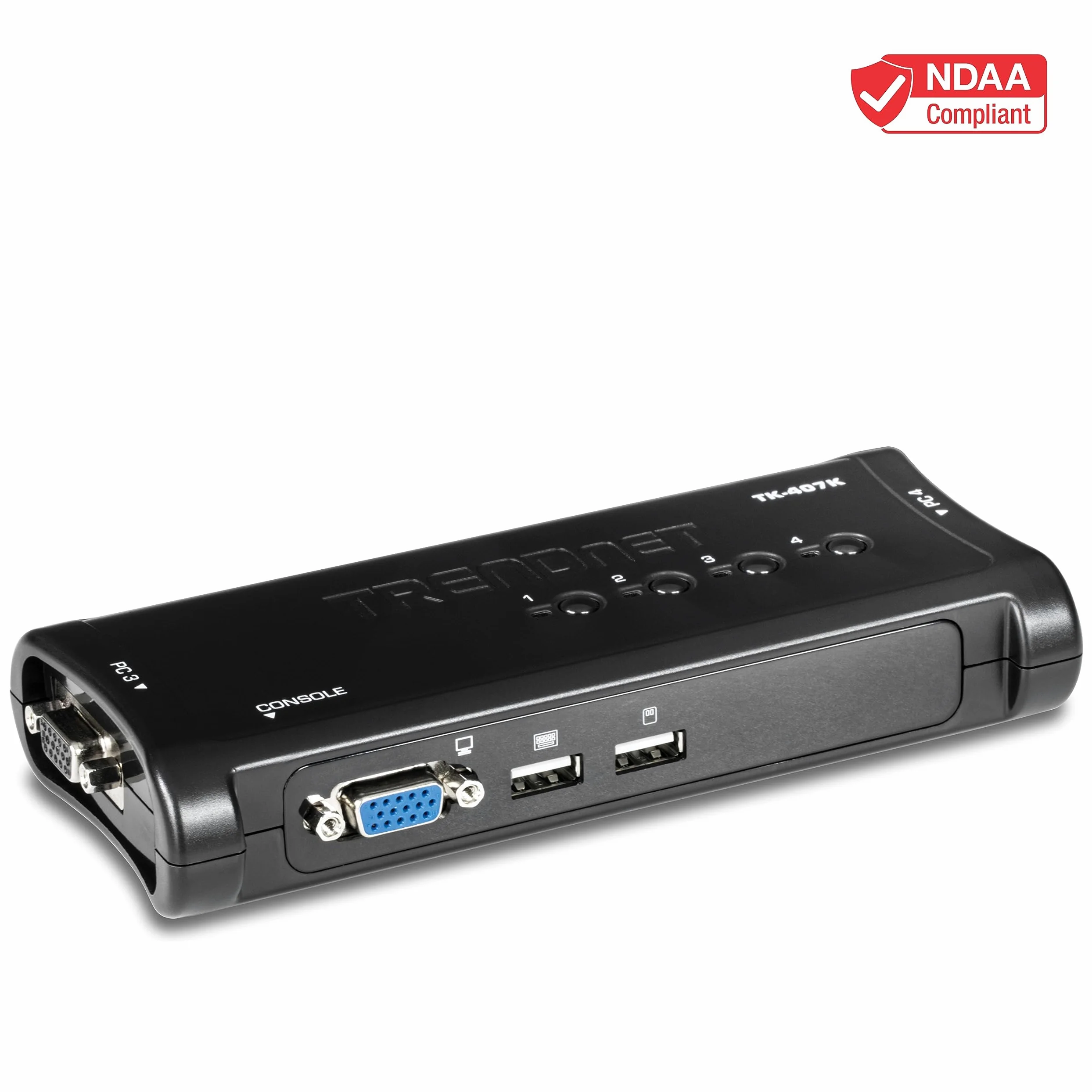 TRENDnet, TK-407K, Kit de commutateur KVM USB à 4 ports connexions VGA et USB, résolution 2048 x 1536, câblage inclus, contrôle jusqu'à 4 ordinateurs