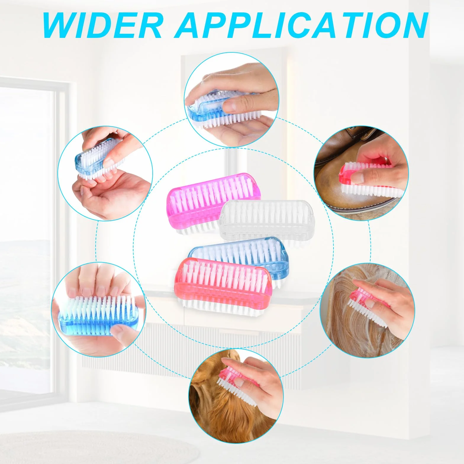 Brosse à Ongles Main 4 Pcs, Brosse Nettoyage Mains Nail Art (4 Couleurs)
