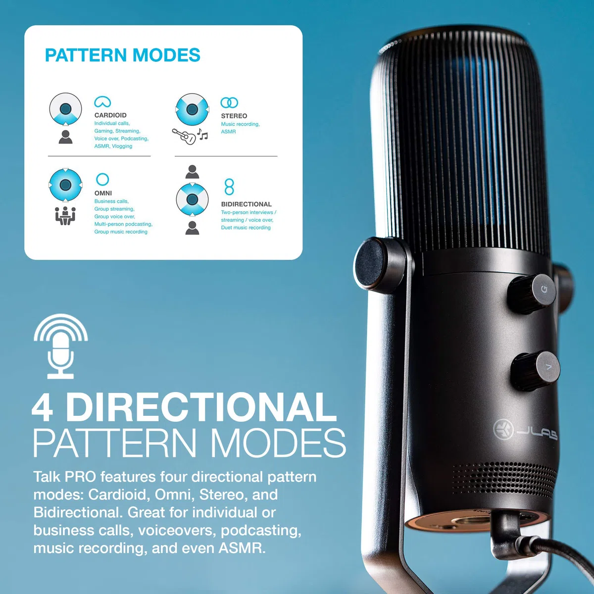 JLab Talk Pro Microphone USB Plug & Play - USB-C, Qualité Pro
