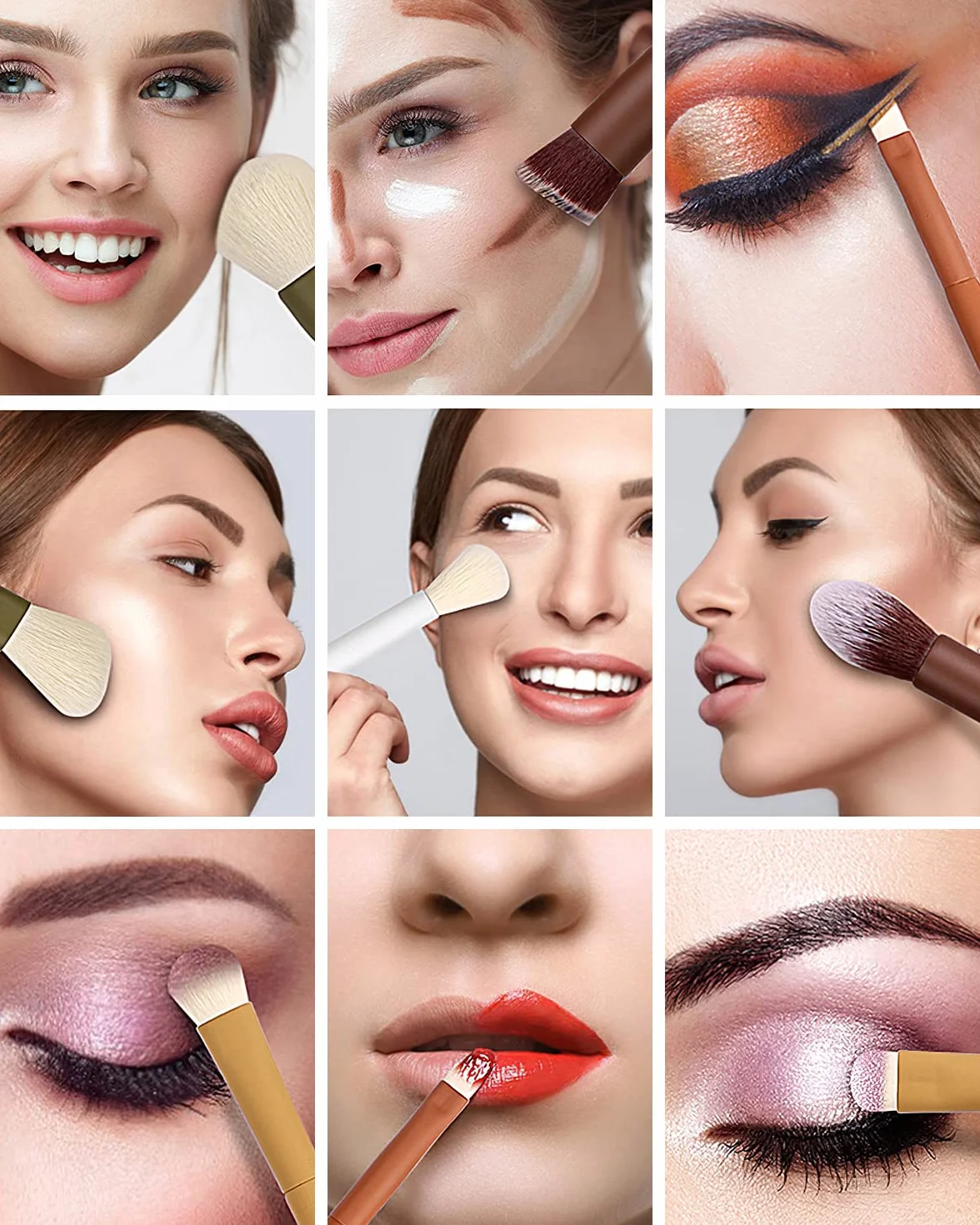 EIGSHOW Ensemble de pinceaux de maquillage de voyage 5 couleurs fibres synthétiques extra-douces