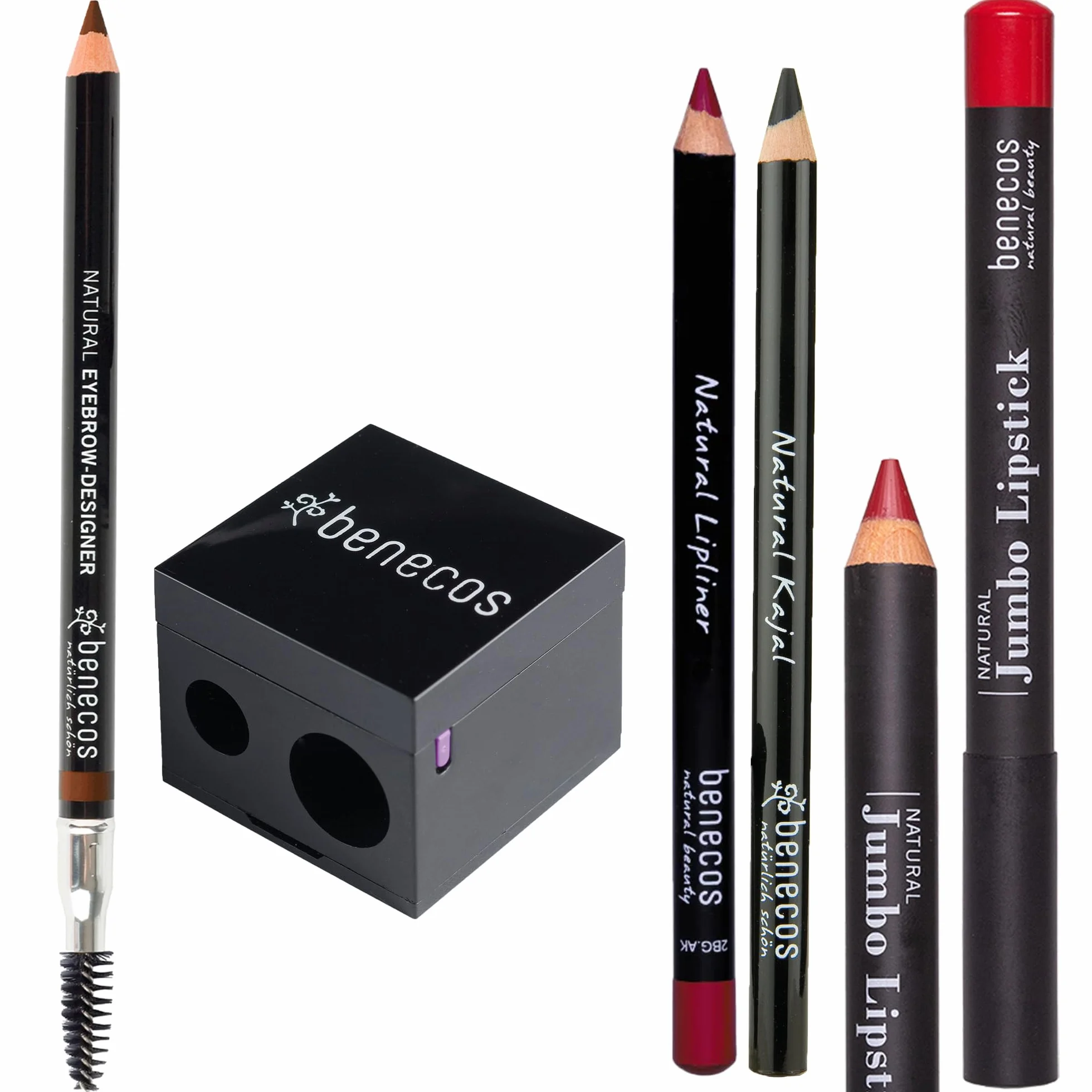 Benecos Taille-Crayon Double pour Crayons Cosmétiques avec Spatule de Nettoyage