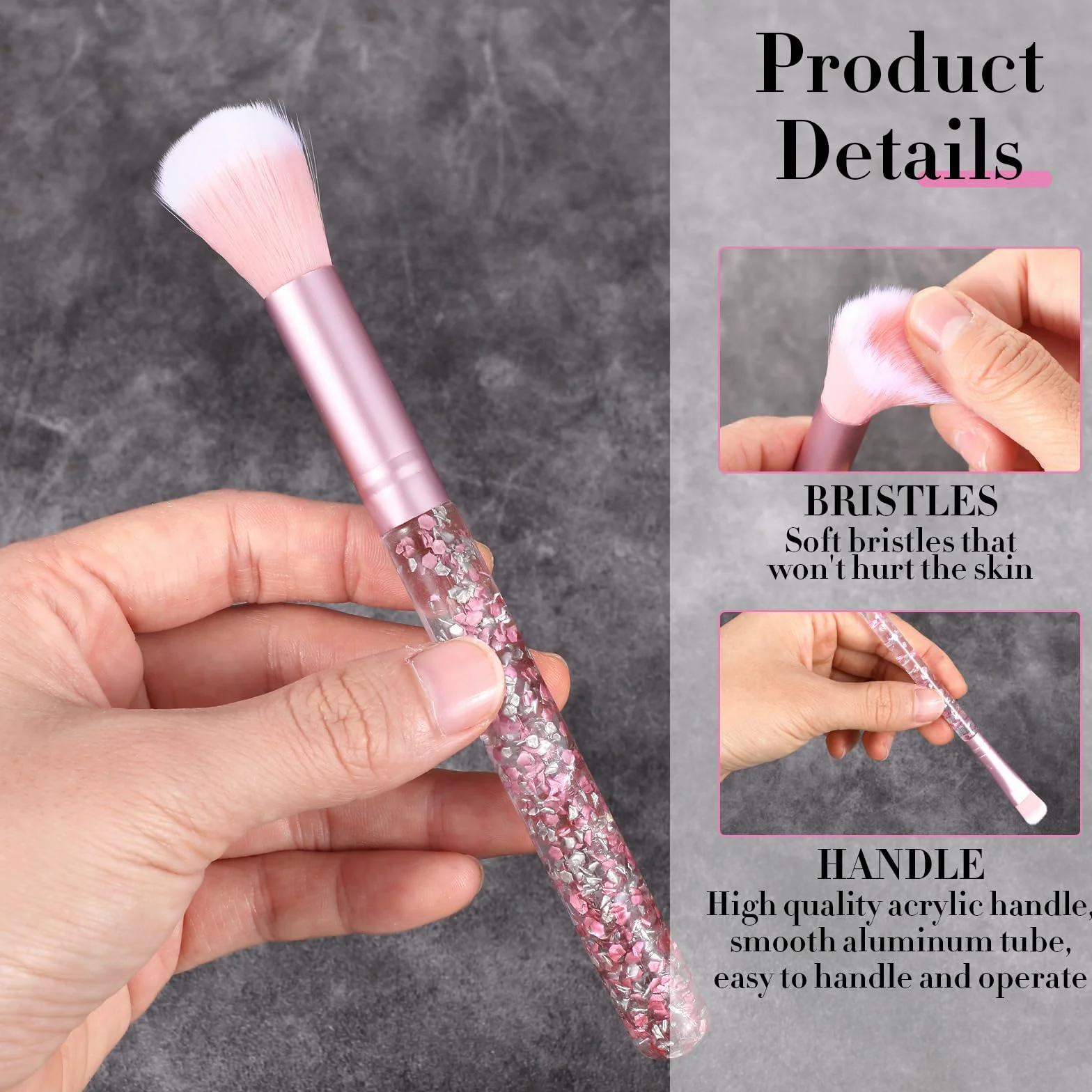 7 Pièces Crystal Pinceaux Maquillage Poudre Éventail Fond De Teint Blush Fard À Paupières