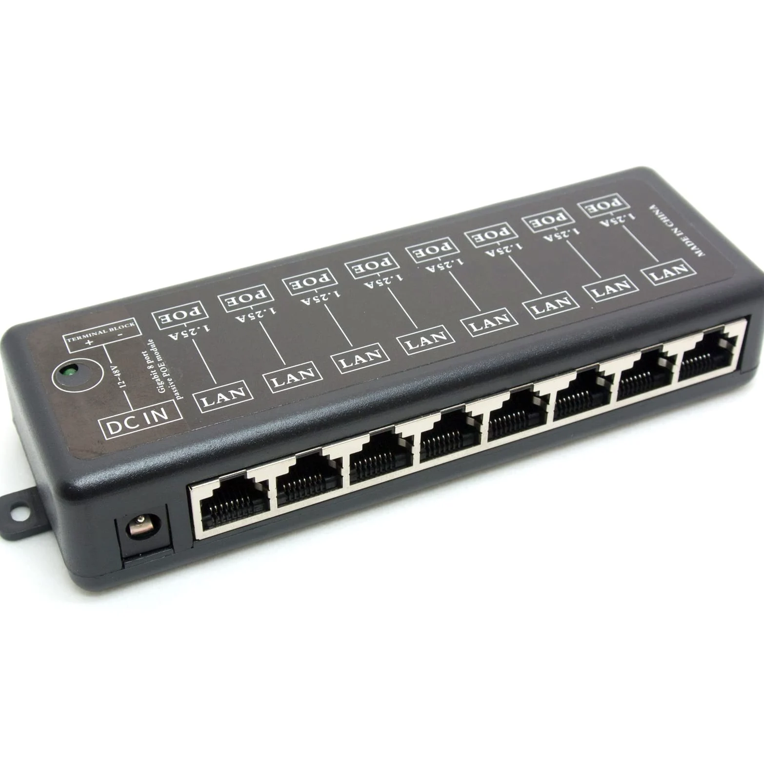 Injecteur PoE passif Gigabit 8 ports Ethernet sans adaptateur d'alimentation