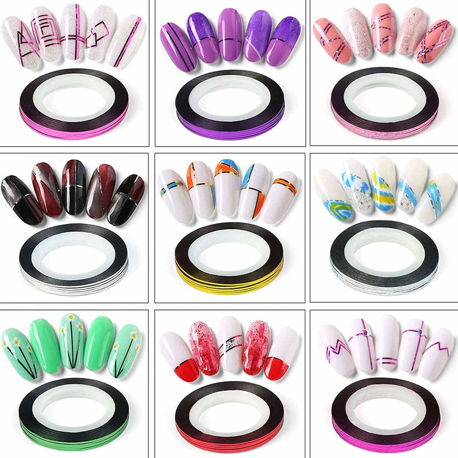 PKOUVOO Nail Art Sticker Striping Tape 30 Couleurs Manucure Rouleau à Ongles DIY