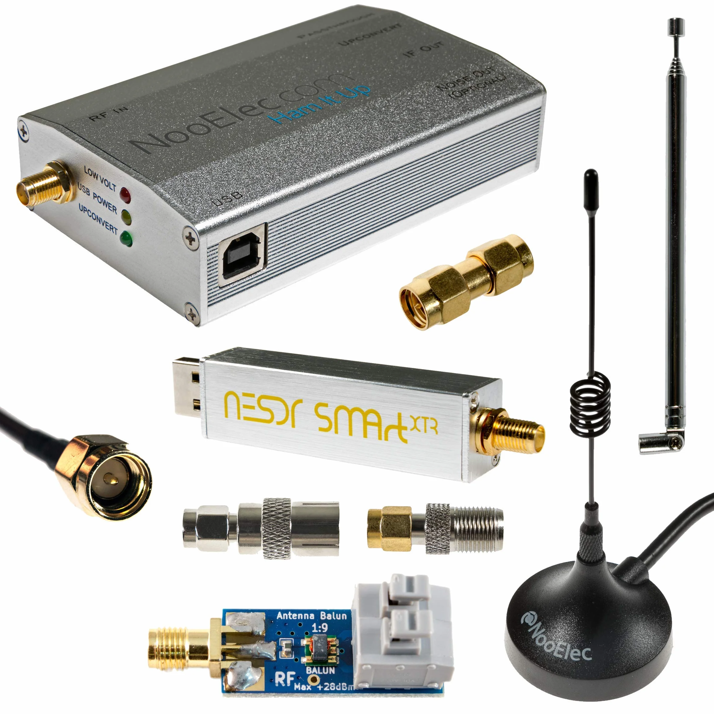 NESDR Smart XTR HF Bundle: Ensemble Radio Défini par Logiciel 300Hz-2.3GHz pour LF/HF/UHF/VHF. Comprend Smart XTR RTL-SDR, Ham It Up Plus Upconverter, 3 Antennes, Balun, et Adaptateurs