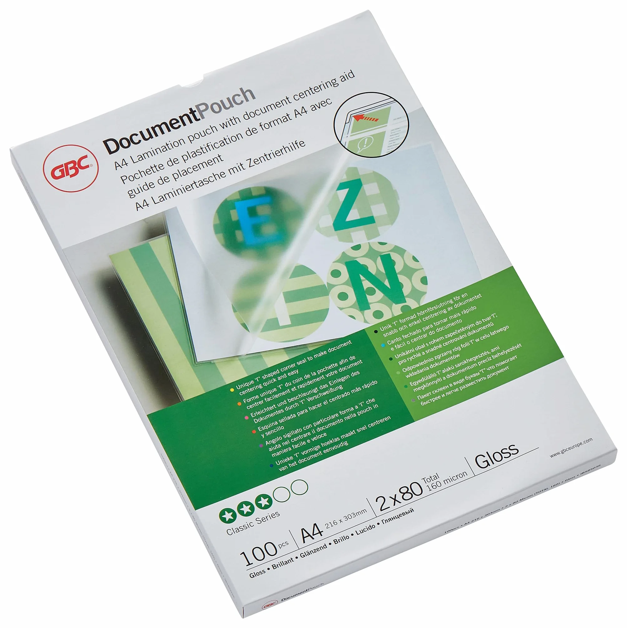 Gbc IB585036 Pochettes de plastification standards Transparent 2 x 80 microns Lot de 100