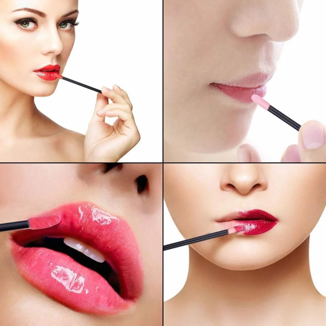 Pinceau à lèvres jetable 100 pièces, Pinceau Maquillage Rouge à lèvres, Kit Outils Beauté Stylo Sourcils