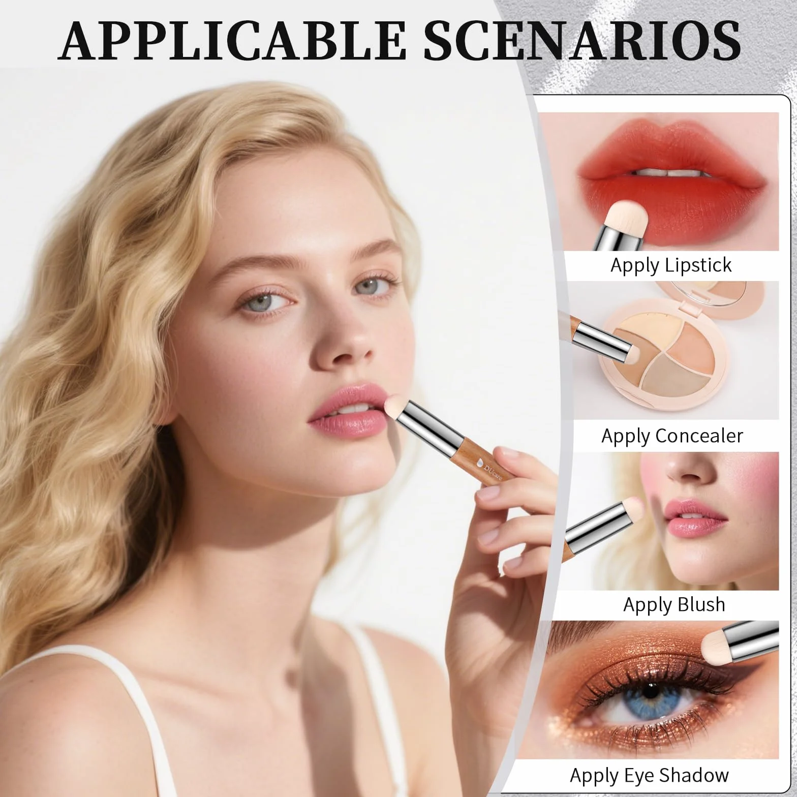 Pinceau Correcteur Multifonctionnel Anticernes Poils Fibres Rouge à Lèvres Gloss avec Capuchon