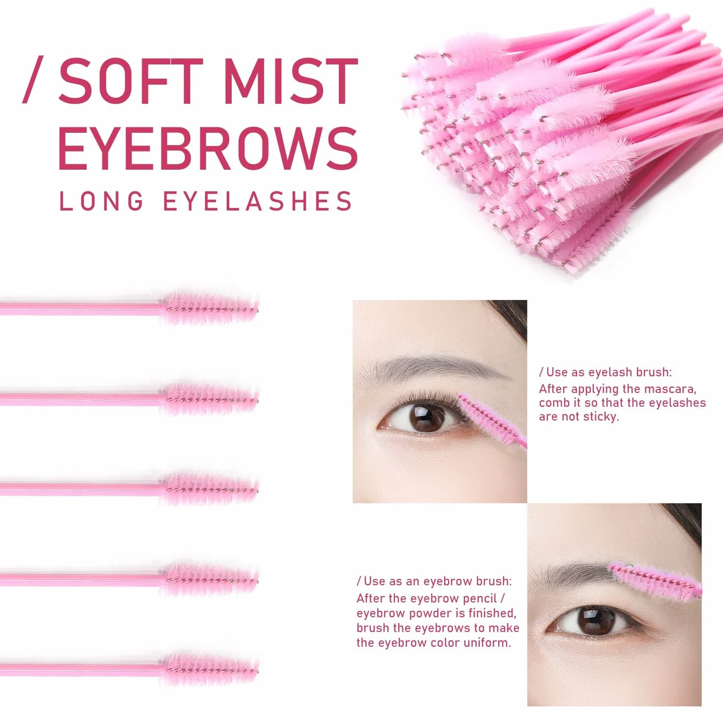 Lot de 150 bâtons de mascara jetables, pinceaux à sourcils et micro applicateurs, kit d'outils de maquillage