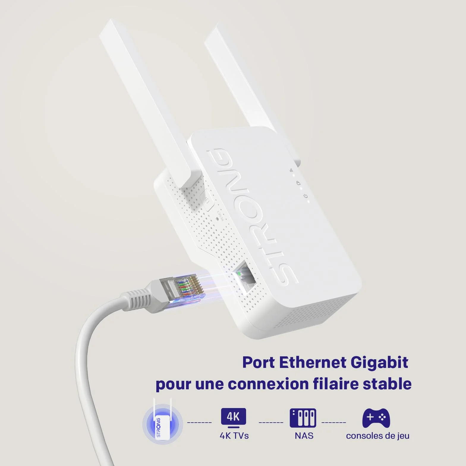 Répéteur WiFi AX3000 WiFi 6 Prise Murale Dual Band Antennes Externes WPS Point d'accès