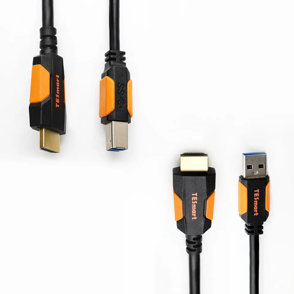 TESmart Câble commutateur KVM 8K HDMI+USB 1,5 m HDMI 2.1 USB 3.0 compatible KVM Switch