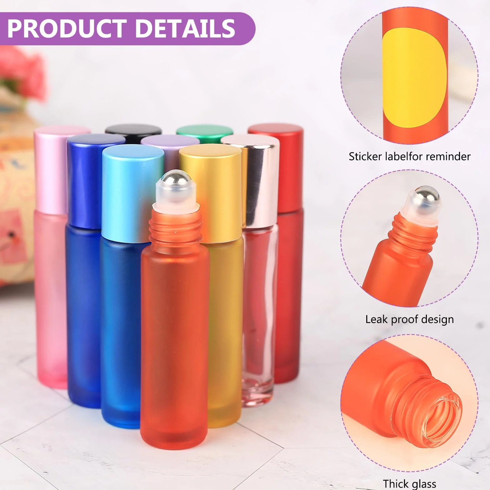 Flacons Roll On Vide 10ml Petite Bouteille en Verre pour Huiles Essentielles, Parfums, Cosmétiques, Aromathérapie