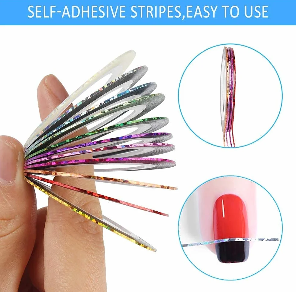 Nail Art Stickers Autocollants Bande 30 Couleurs Mélangées Rouleaux Décoration Ongles