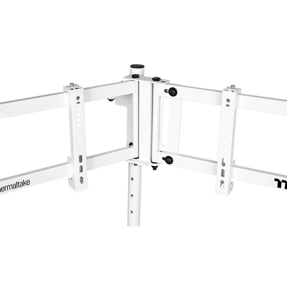 Thermaltake Triple Racing Monitor Stand Pro | Pour 3 moniteurs 32″ incurvés / 34″ plats | Structure en acier thermolaqué | Hauteur réglable (920–1120 mm) | Charge 20 kg par écran | VESA 75–400 | Blanc