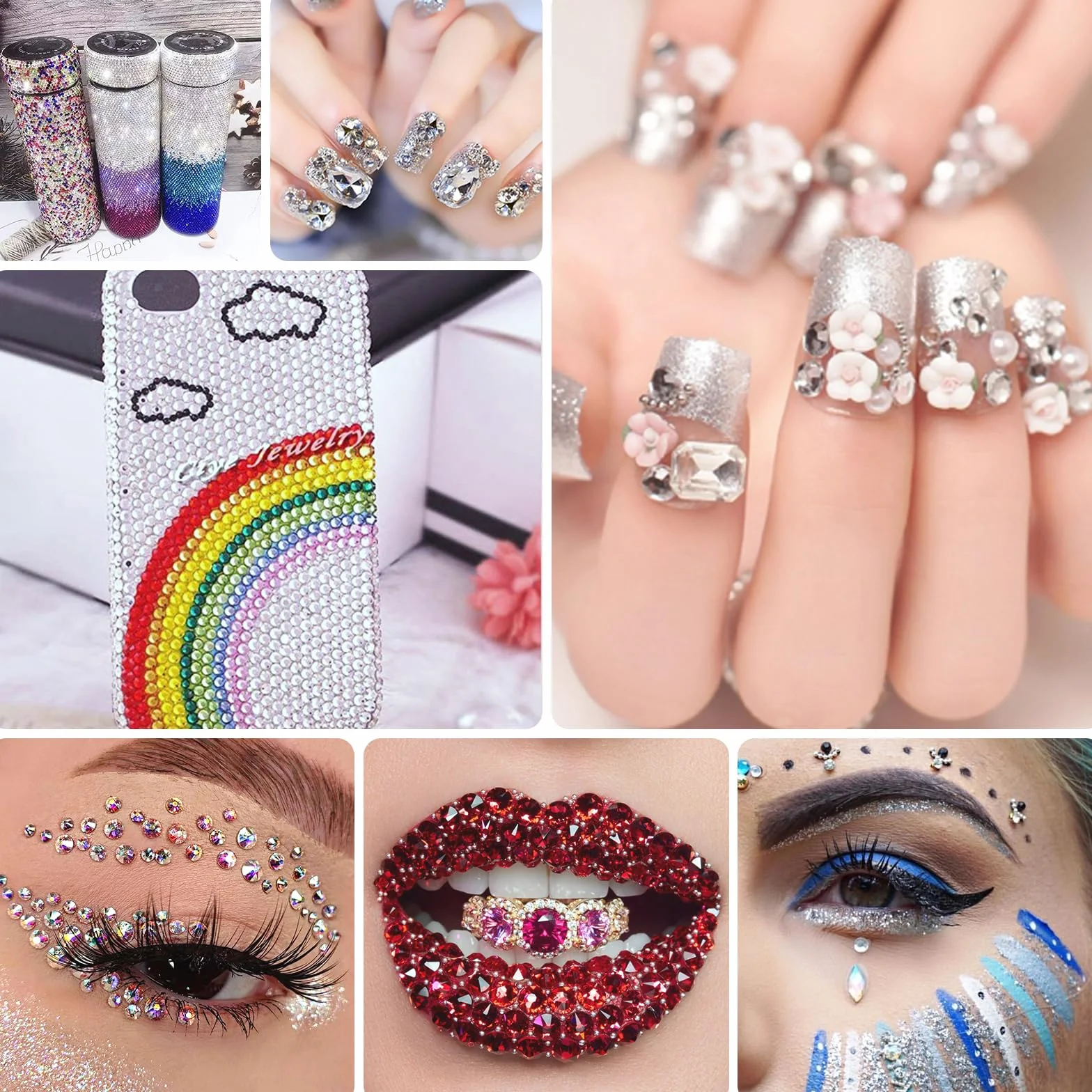 Pierres strass pour ongles lot 5600 36 couleurs avec stylo à cire