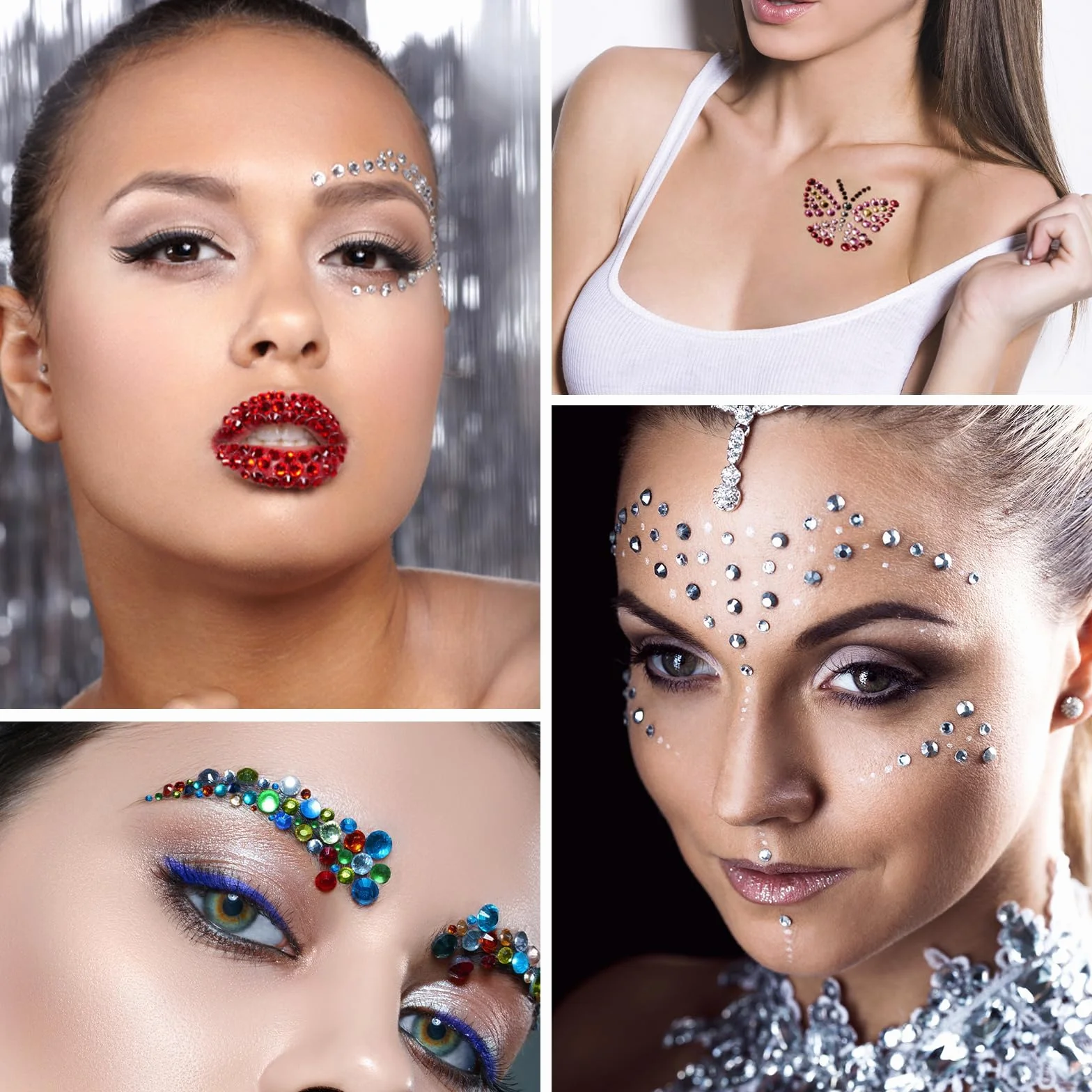 Sularpek 3120 Particles Strass Visage 12 Feuilles Autocollant Nail Art Décoration