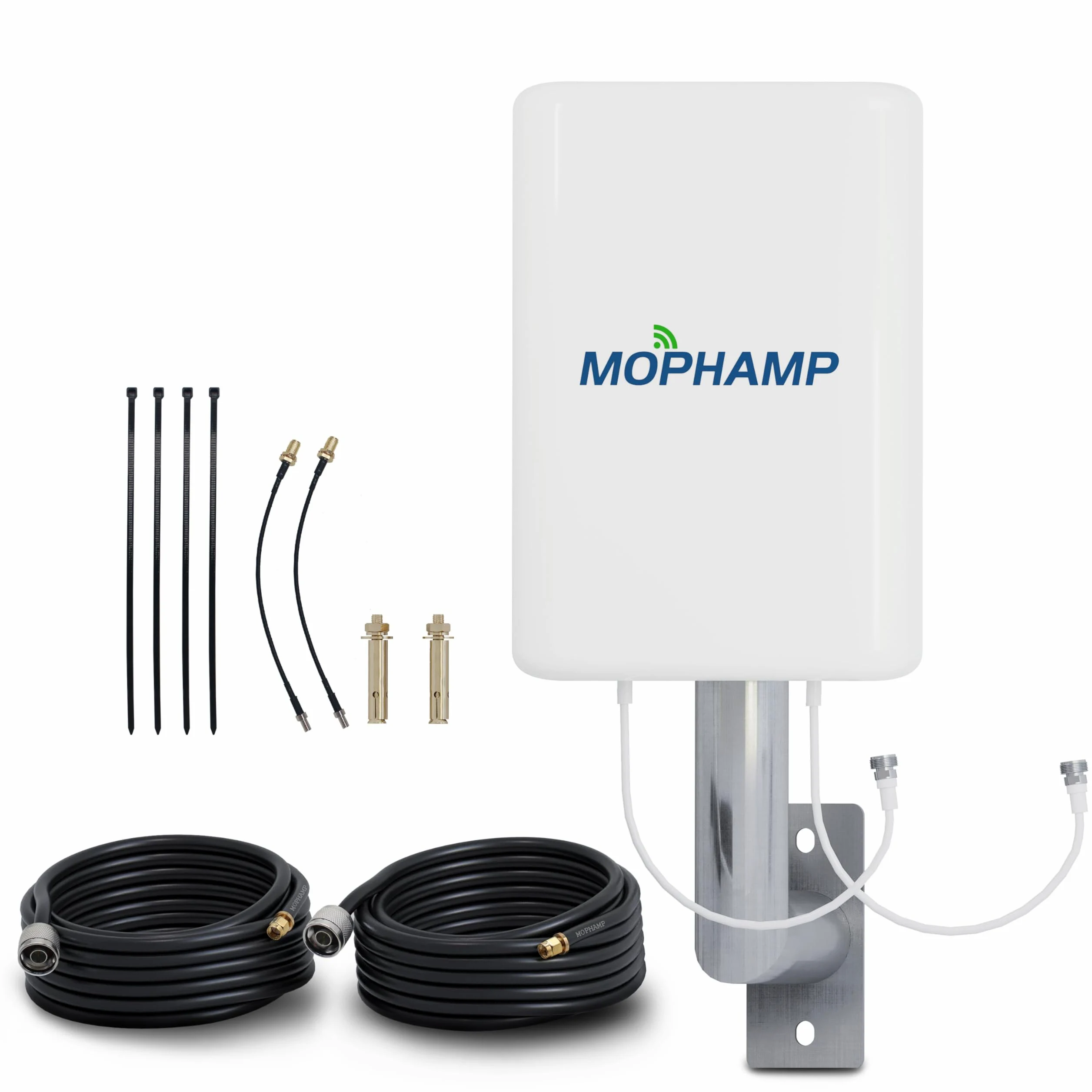 Double Polarisation Antenne MIMO 4G 5G LTE 698-3800 MHz avec Double câble coaxial à Faible Perte de 10 m Compatible avec Les routeurs/modems/hotspots avec Ports externes SMA/TS9