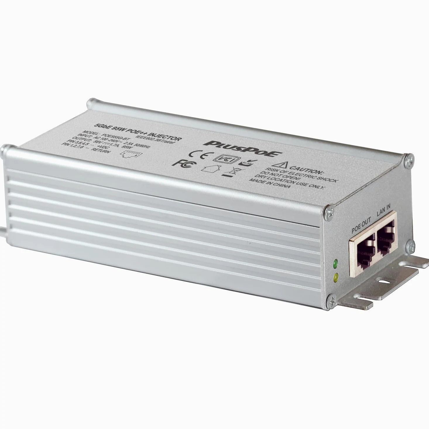 Injecteur Gigabit PoE++ 2,5 Go 90 W, commutateur Ethernet PoE+ Gigabit 2,5 G, conforme à la norme IEEE802.3bt/at/af, adaptateur PoE++(90 W), RJ45 blindé, jusqu'à 100 m, boîtier en aluminium