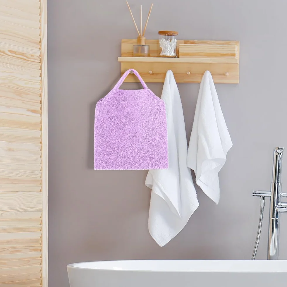 LOPHE Gant de Toilette Exfoliant Double Face avec Poignées Brosse Corps Extensible Nylon Séchage Rapide Violet