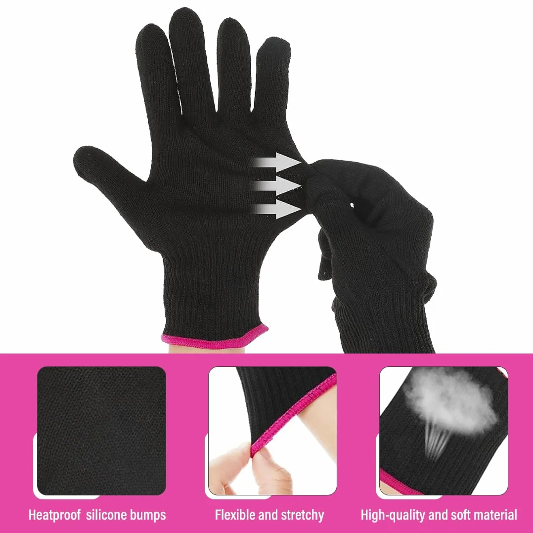 Gants de coiffure thermiques Lot de 2 résistants à la chaleur avec pinces à poudre