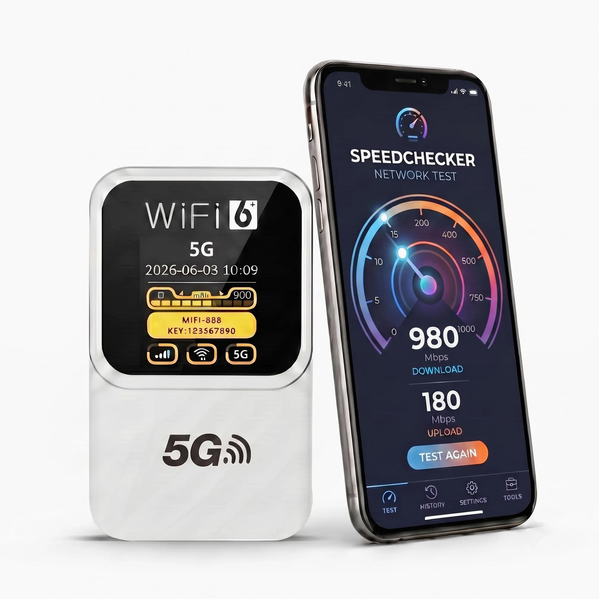 Routeur 5G Portable, SIM Libre, Écran LCD Date, 3000mAh, 32 Appareils | WPA3 sécurisé,Internet nomade 300Mbps WiFi 6,32 appareils,Écran LCD,14h autonomie,USB-C,camping-car,télétravail