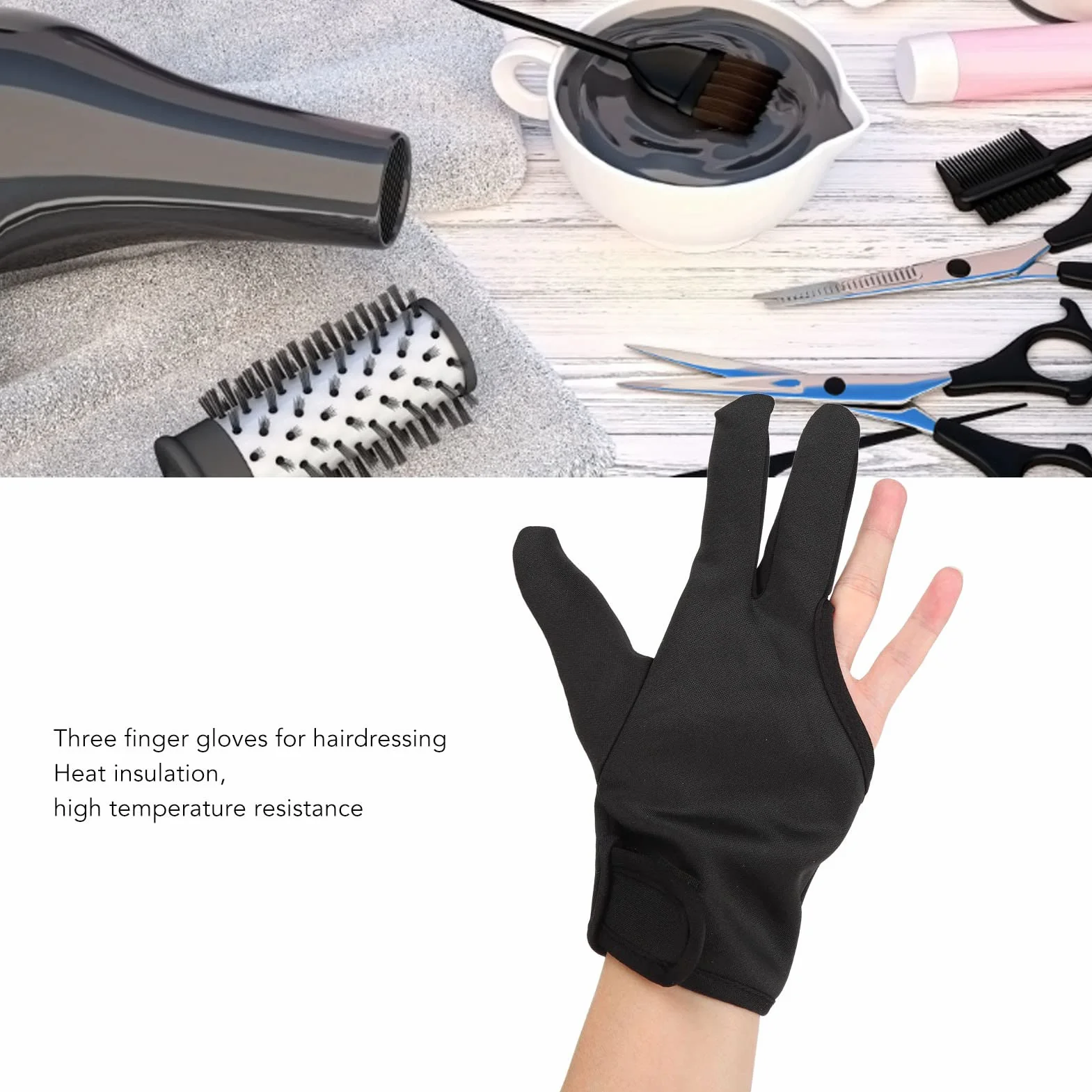 Gant de Coiffure 3 Doigts 2 Pièces Isolé Réutilisable Taille Moyenne