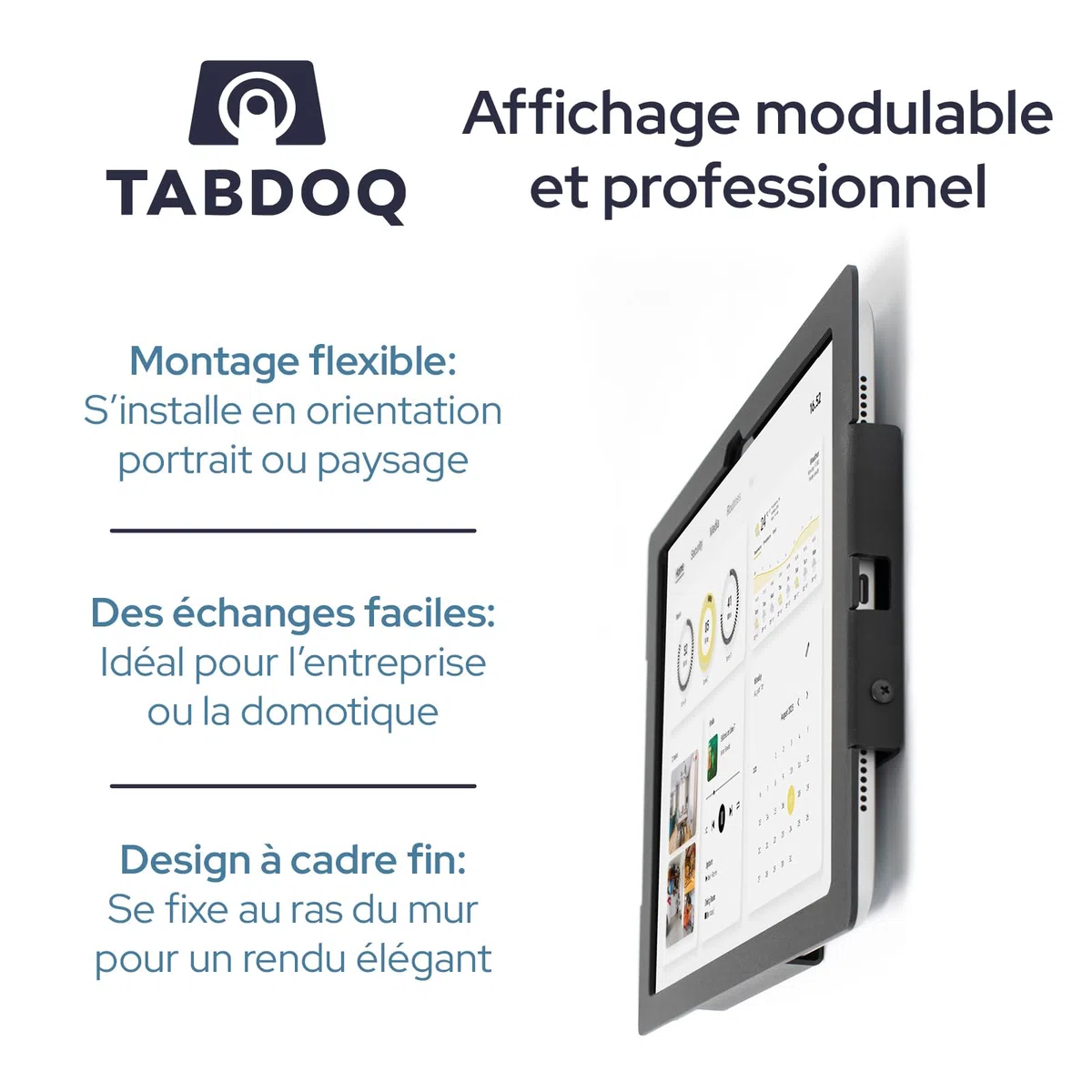 Lite Support Mural Tablette | Support Mural iPad | Fixation Sécurisée et Robuste Idéale Maison et Entreprise | Compatible iPad 10e Génération (2022) et 11e Génération A16 (2025) | Blanc