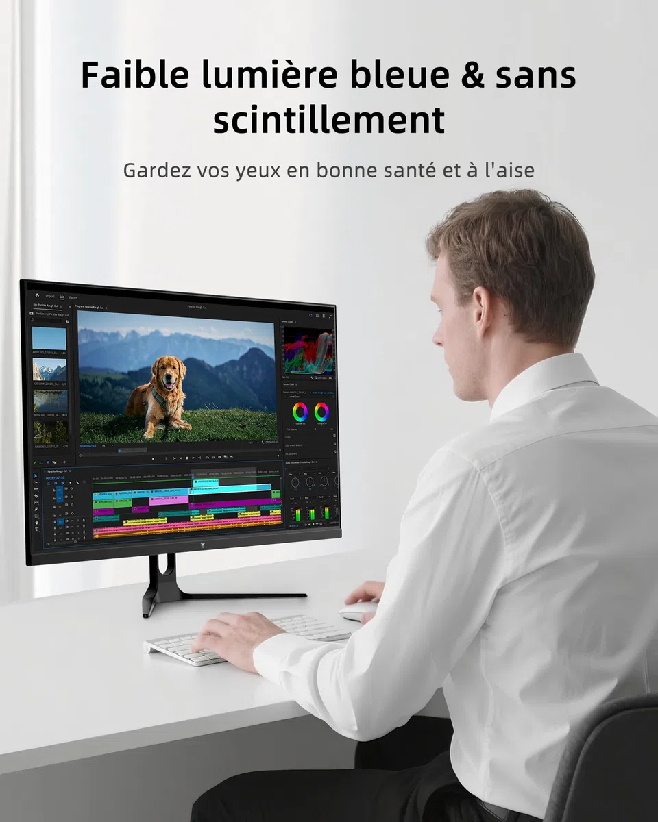 KTC Écran PC 32 Pouces, QHD 2K 2560×1440, 120 Hz OC, Blanc, Dalle IPS, 99% sRGB, 85% DCI-P3, ΔE<2, HDR10, Faible Lumière Bleue, VESA 100×100, HDMI, DP, pour Bureau, Design, Étude et Loisirs