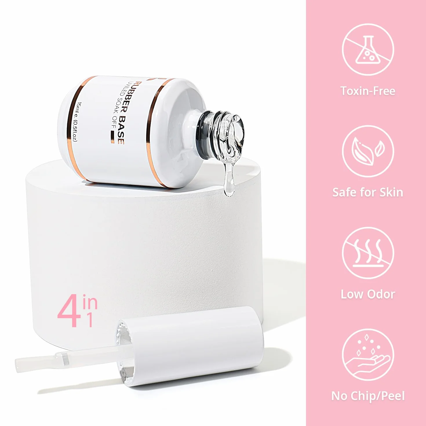 Nicedeco Rubber Base 15ML Clair Semi Permanent Gel Sans HEMA UV LED Gel Polish Renforcement Réparation Manucure Nail Art