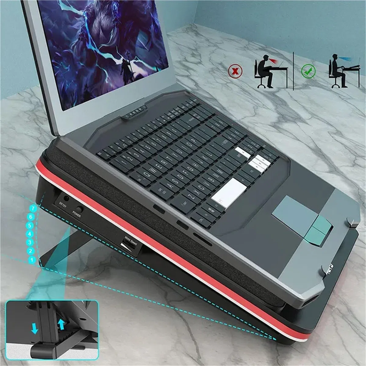 Refroidisseur PC Portable Laptop Cooling Pad Support de Refroidissement pour Ordinateur Portable série V2/V1/S2/B0, Refroidisseur Externe 5000 TR/Min pour Ordinateurs Portables de Jeu