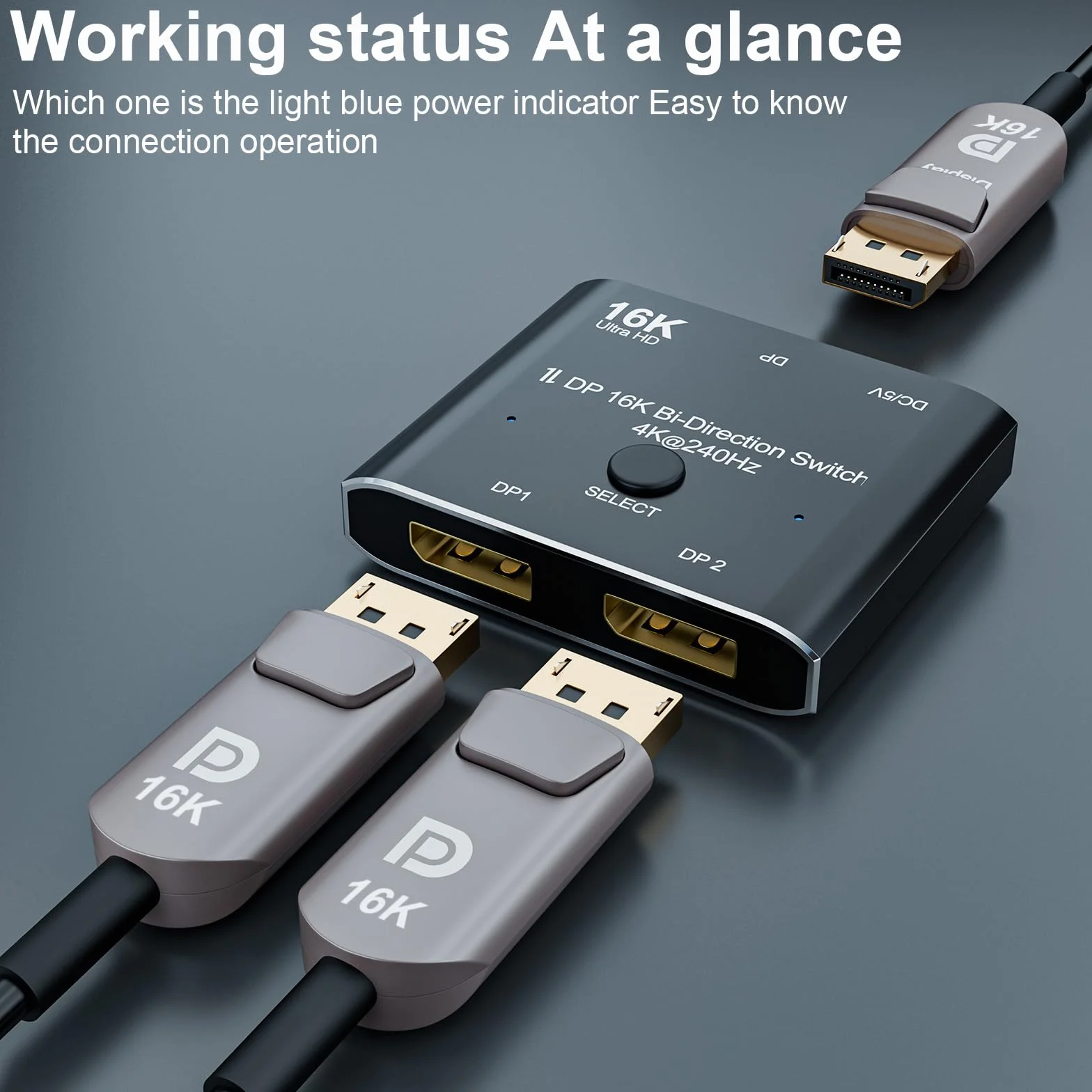DisplayPort 2.1 16K 8K 10K DP Switch Bidirectionnel 8K@120Hz 4K@240Hz Splitter Convertisseur