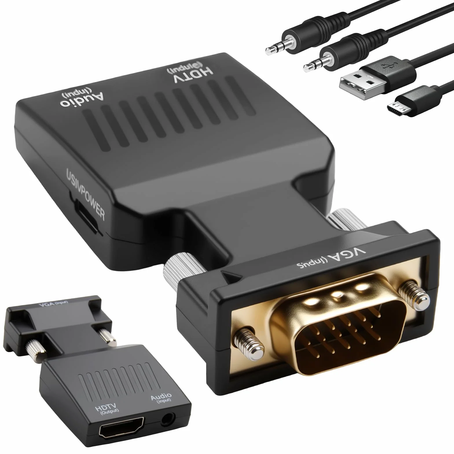 Adaptateur VGA vers HDMI Mâle Femelle Convertisseur 1080p Audio pour PC TV HDTV
