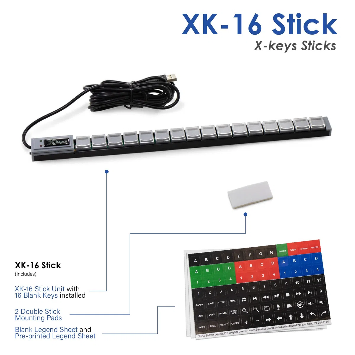 P.I. Engineering USB Keyboard, XK-0981-UCK16-R