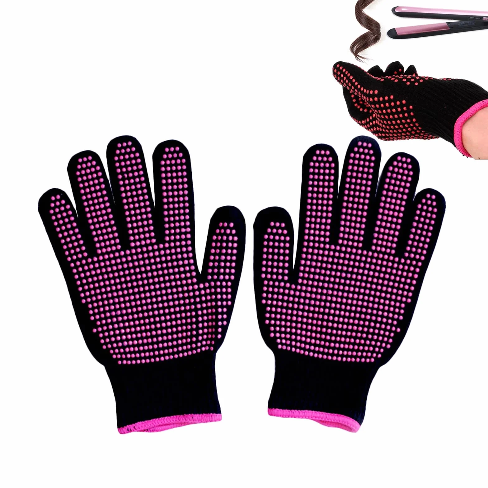 Gants de Coiffure Professionnels Thermiques pour Salon, Fer à Friser et Lisser