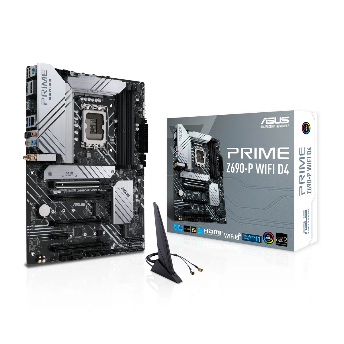ASUS Prime Z690-P Carte mère WiFi D4 LGA1700 Intel 12e génération, ATX (PCIe 5.0, DDR4, 14+1, 3X M.2, WiFi 6, BT v5.2, 2.5 Gb, panneau frontal USB 3.2 Gen 1 USB Type-Thunderbolt 4, Arua Sync)