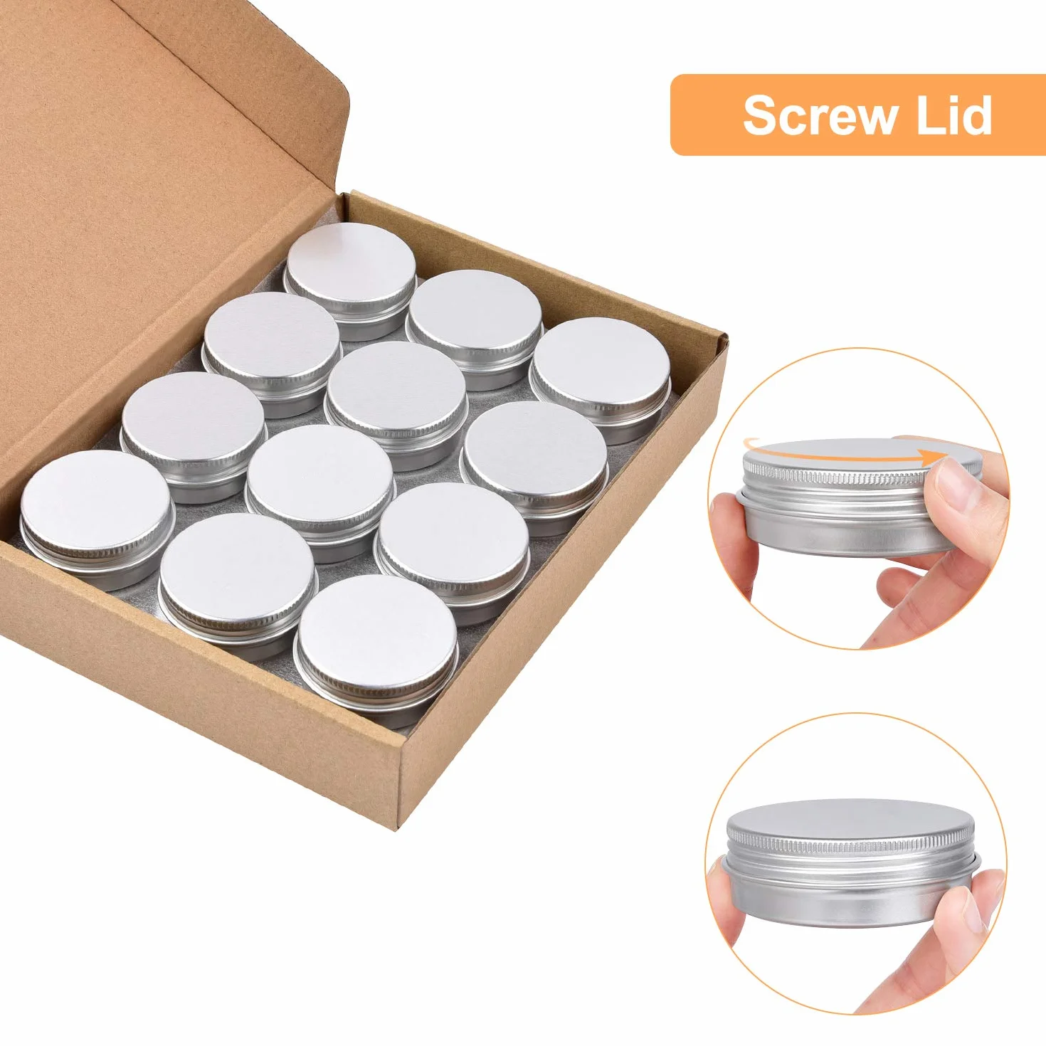 Sopito 24 Pièces 60ml Boîtes de Conserve en Aluminium, Contenants Ronds Métal avec Couvercle à Vis pour Bougies, Pommades, Cosmétiques