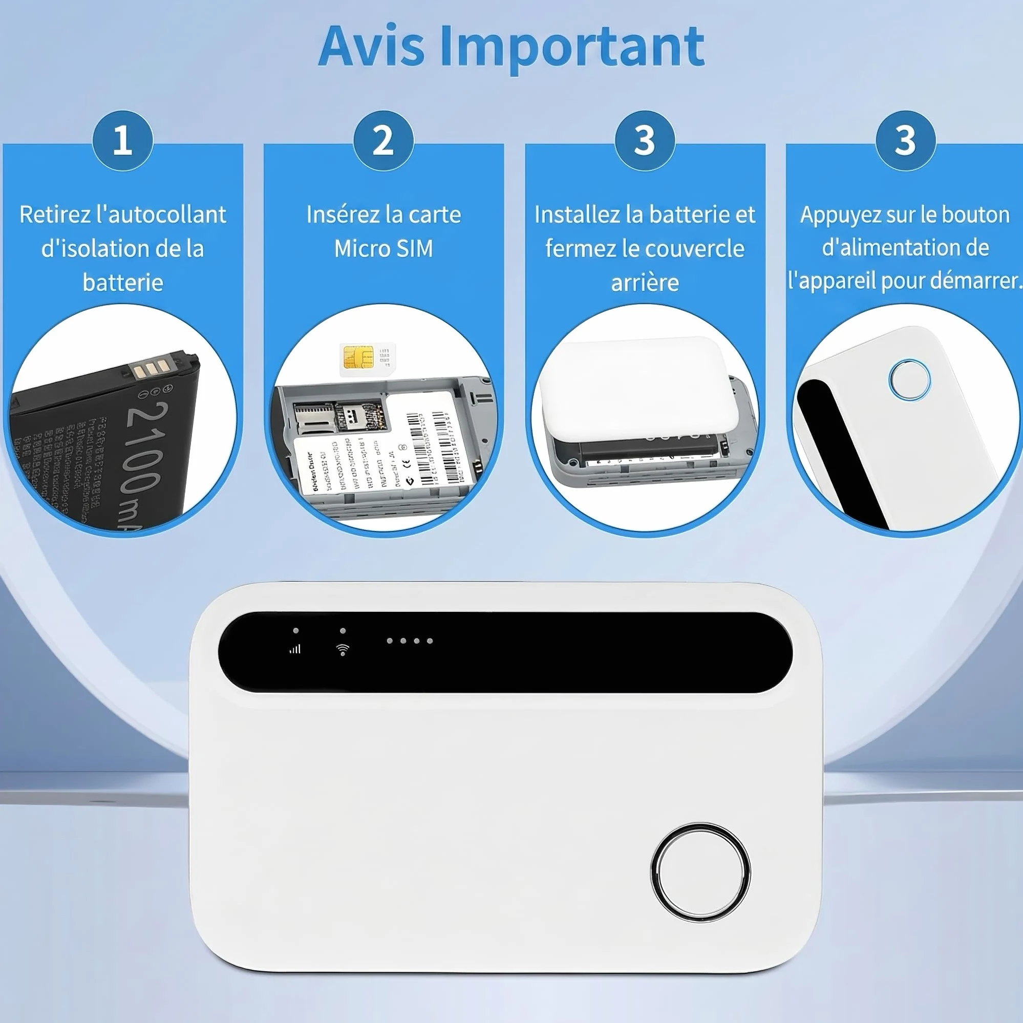 Routeur 5G/4G+ WiFi 6 Portable, Modem SIM Débloqué 300 Mbps, Connecte 32 Appareils, Idéal Télétravail & Voyage
