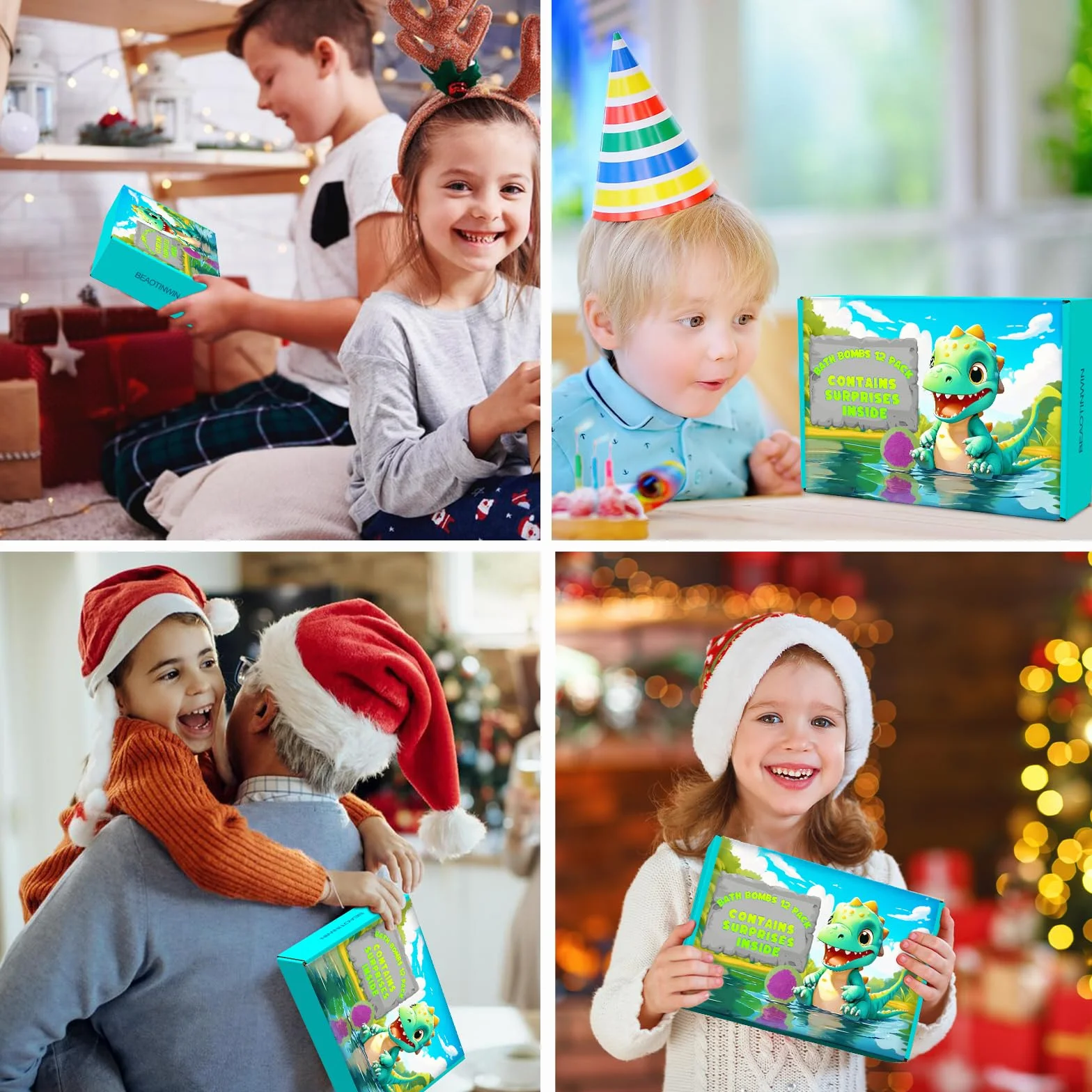 Bombes de bain œuf dinosaure bio lot 12 enfants 3-9 ans