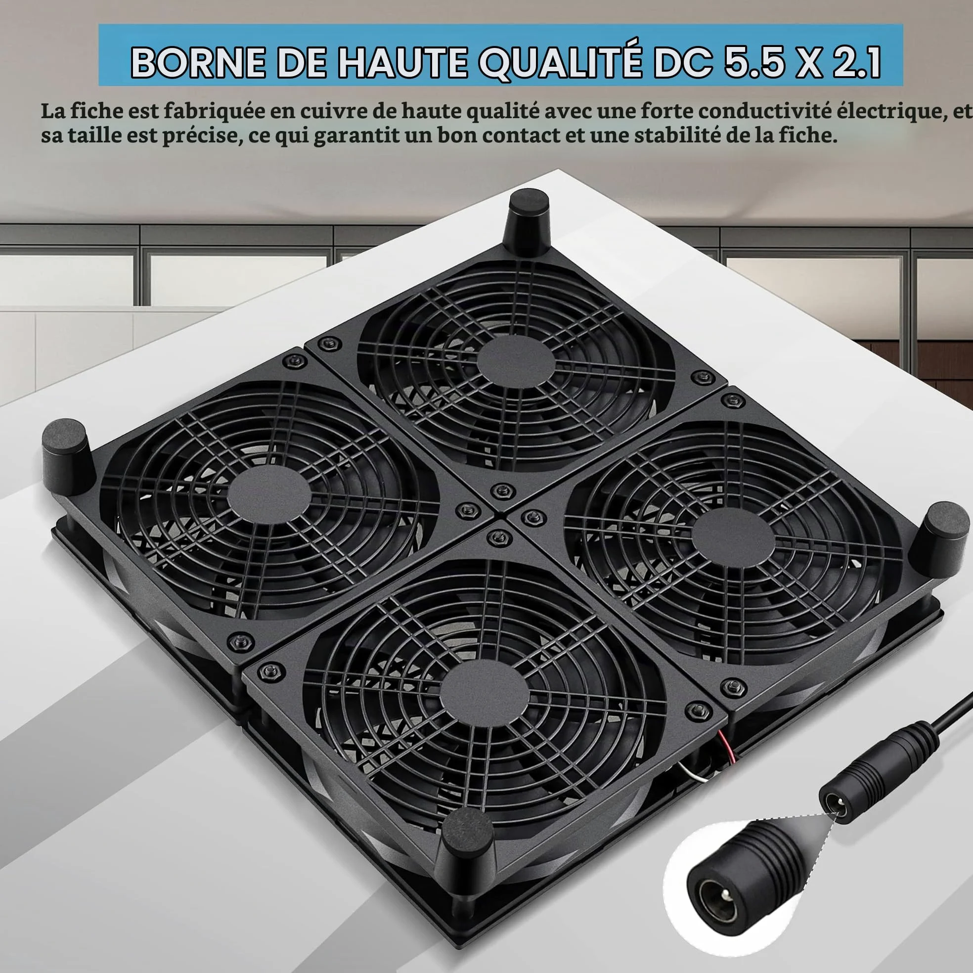 GDSTIME Ventilateur PC 120mm 220V Ventilateur 230V 4 x 120mm Fan 220V à haut débit d'air avec 4V -12V Contrôleur de Vitesse Réglable pour Routeur Laptop Meuble Boîte TV