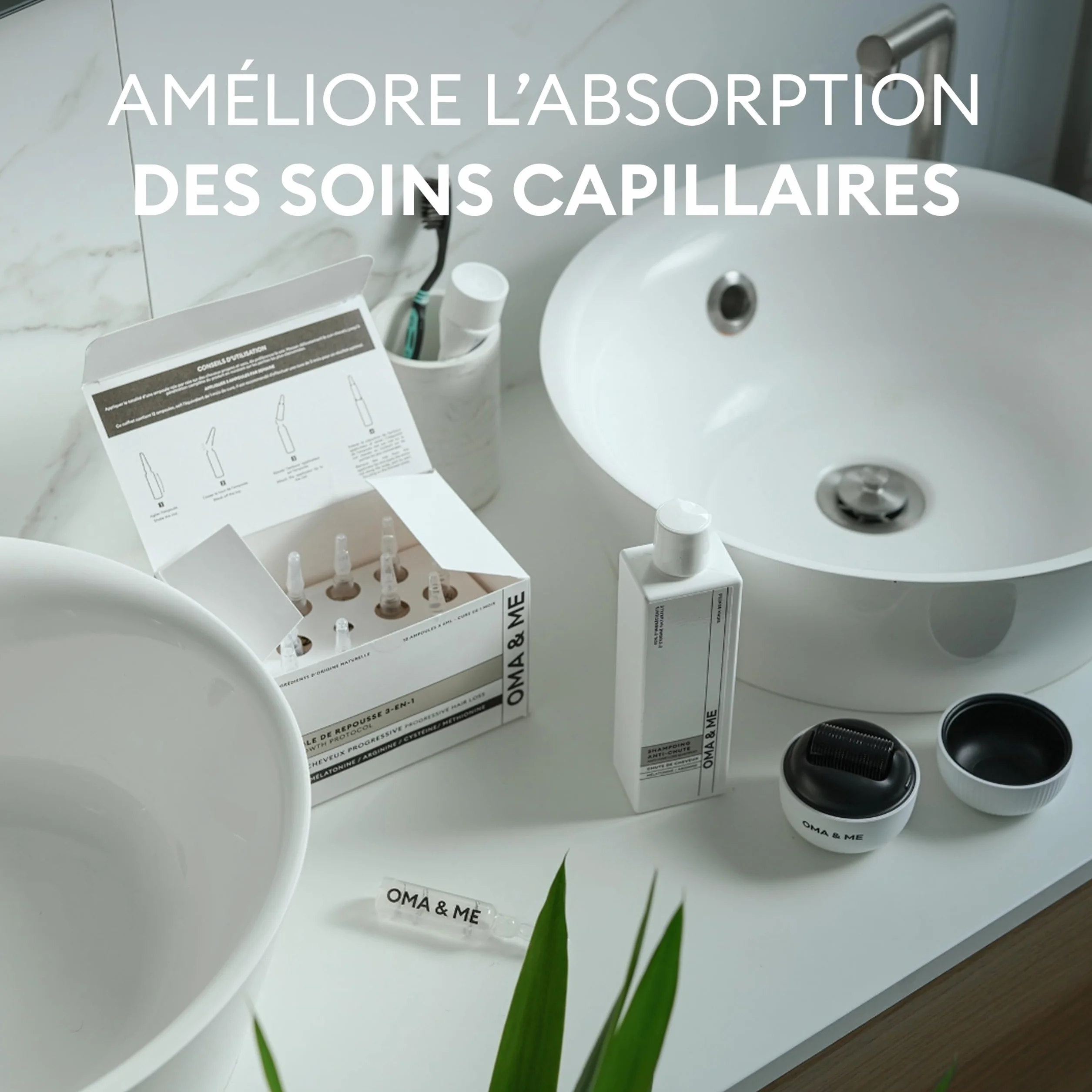 OMA & ME Derma Roller 0.5 mm Microneedling 1200 Micro-Aiguilles Stimule la Pousse des Cheveux
