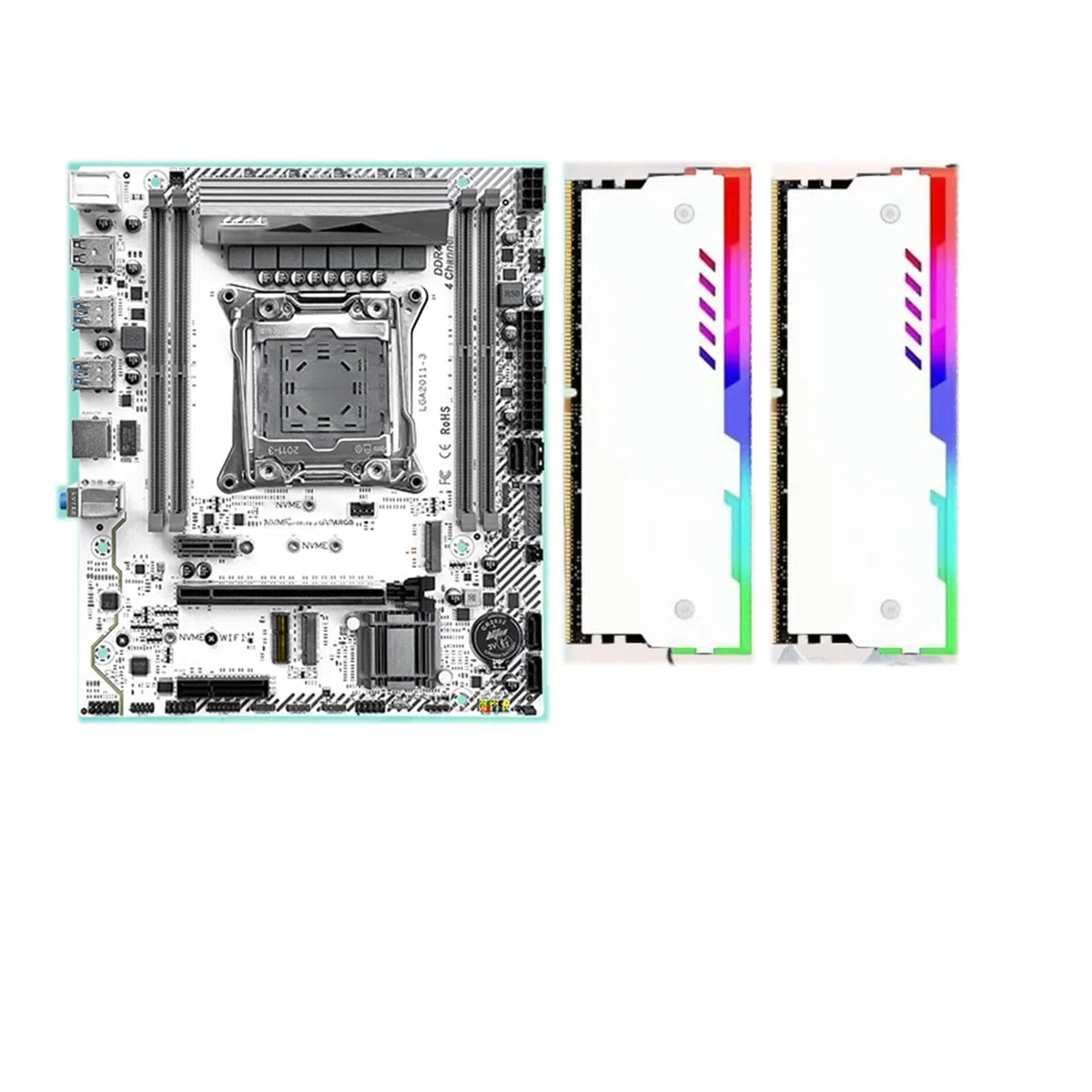 Carte Mere Fit for JGINYUE X99M Carte mère de Jeu M-ATX Combo E5 2673v3/2666V3 16GB * 2 1600MHz DDR3 ECC RGB RAM kit TPM à Bord(E5 2673V3)