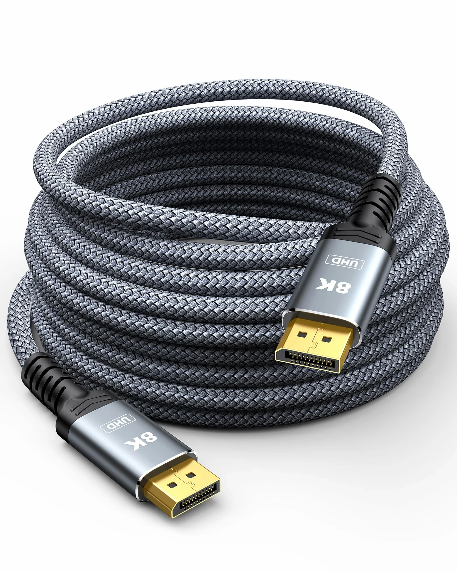 Capshi Câble DisplayPort 8K 4K 1.4, cordon DP en fibre optique de 30,5 m (8K @ 60 Hz, 4K @ 144 Hz, 2K @ 240 Hz/165 Hz), câble de port d'affichage haute vitesse 32,4 Gbit/s pour moniteur de jeu, HDR