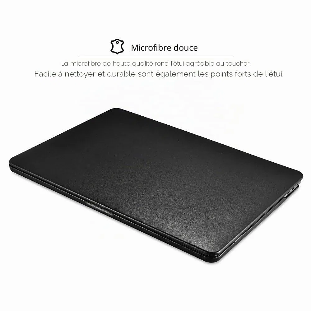 ICARER Coque Étui en Cuir pour MacBook Pro 13 2022-2016 M2 M1, Noir
