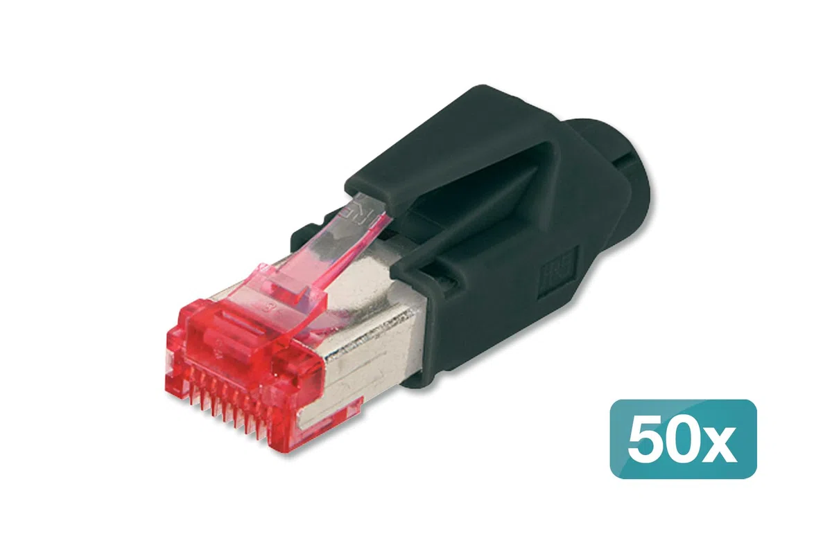 DIGITUS A-MO6 8/8 HRS - Connecteur réseau RJ45 Cat 6-50 pièces Hirose TM21 - Connecteur à sertir Cat6 Blindé - pour câble réseau, câble Patch, câble Ethernet - 1GBase-T - 8P8C - AWG 27/7 à AWG 24/7