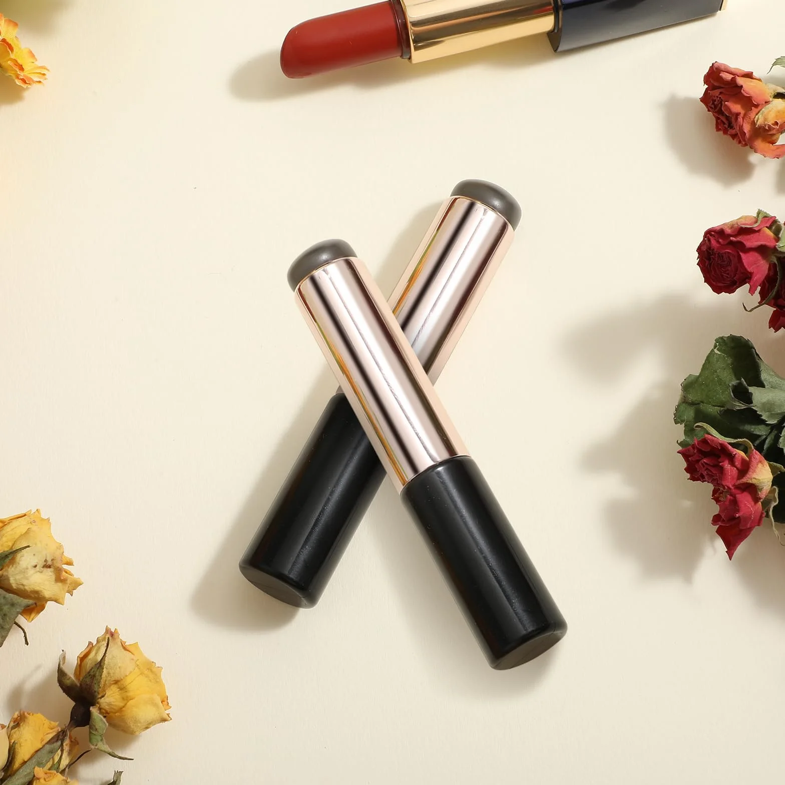 Amabro Lot de 2 pinceaux de maquillage en silicone réutilisables pour gloss à lèvres