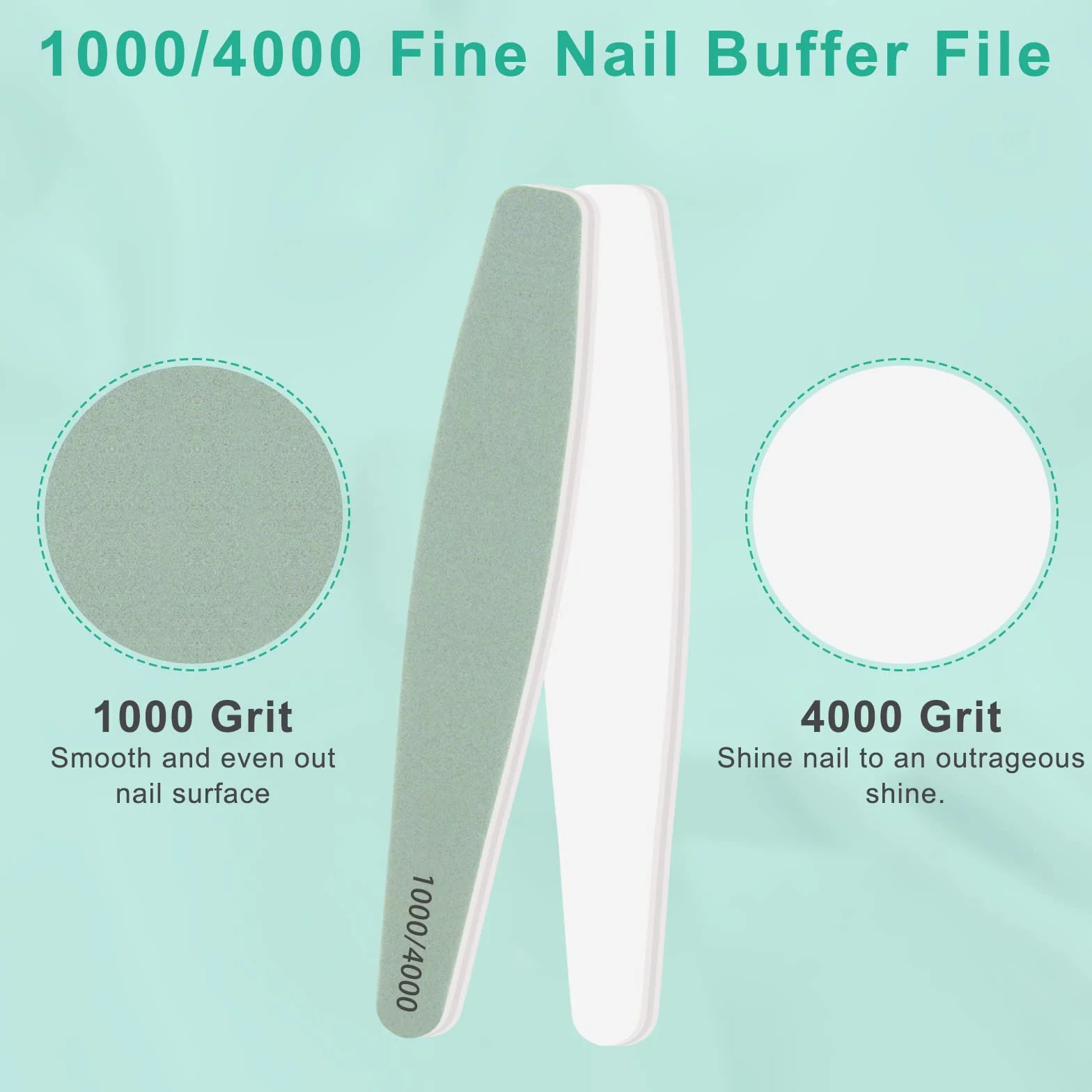 Limes à Ongles Professionnelles 12Pcs, Limes Polissoirs Double Face Grain 1000/4000 Lavable Réutilisable
