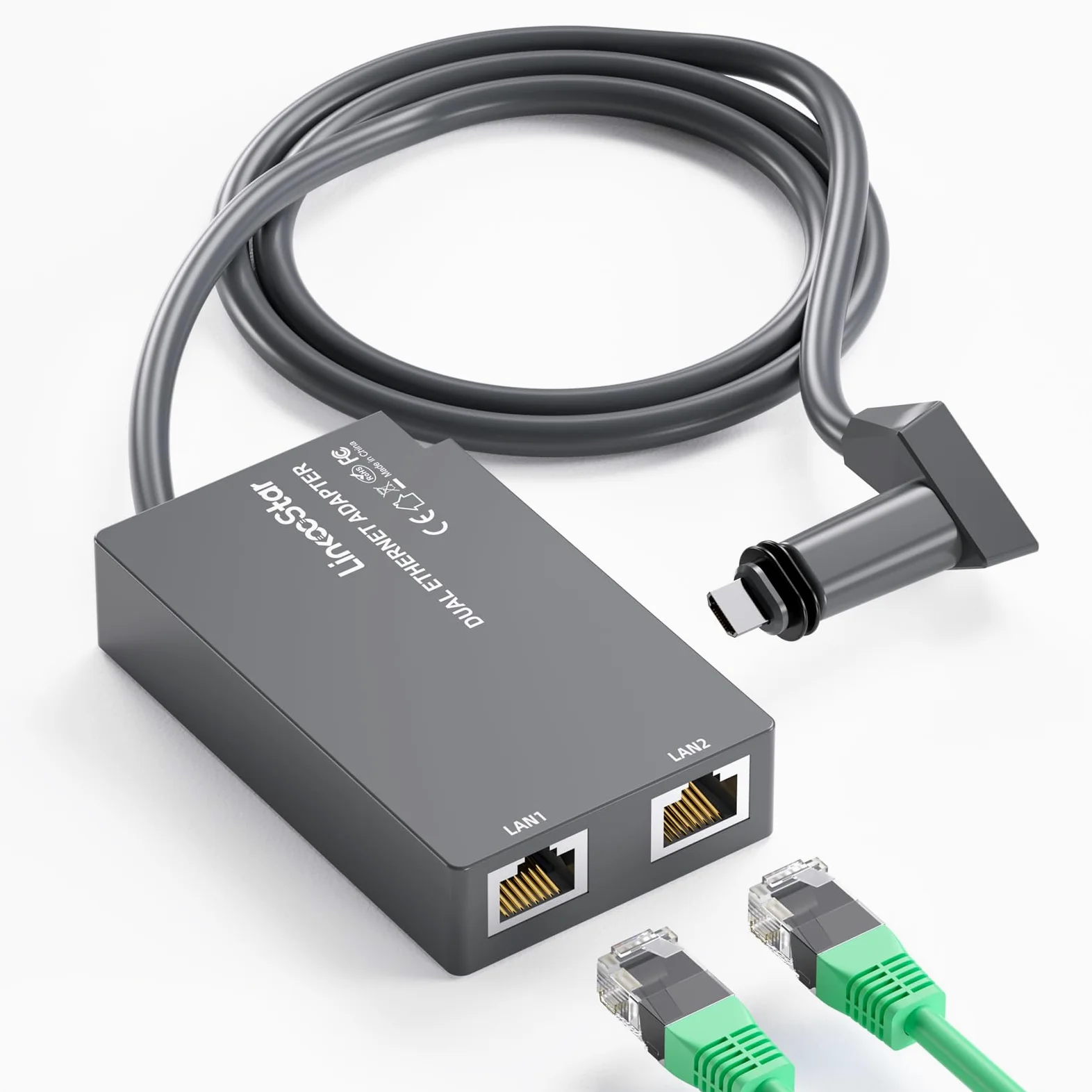 Adaptateur Ethernet Linkoostar Multi Ports Star Link pour Star Link Gen 2, RJ45 Connexion réseau Rapide et Stable 1 à 2 [2 Appareils réseau simultanément] - jusqu'à 1 Gbps